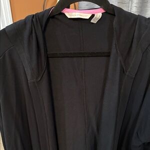 Isaac Mizrahi Black Hooded Open-Front Cardigan